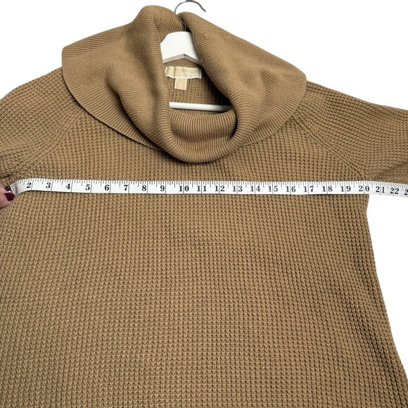 Michael Kors Sweater Womens Small Beige Cowl Neck Waffle Knit Pullover Stretch - Picture 5 of 8